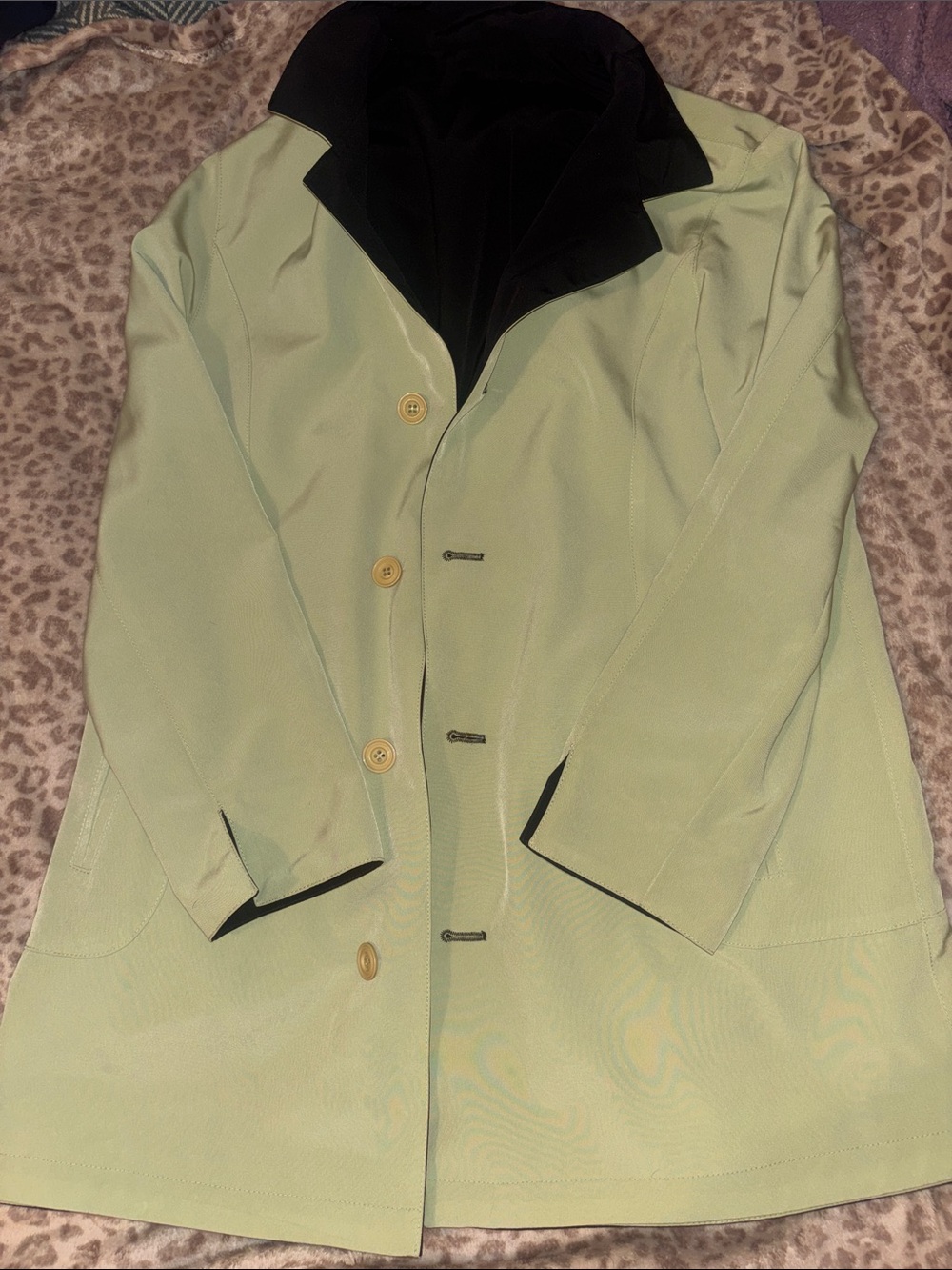 Gallery Women’s Light Green/Black reversible rain Coat
